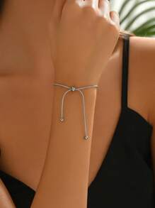 1pc Fashionable Snake Chain Stainless Steel Bracelet, Minimalist Design For Women, Versatile Everyday Wear, Suitable For Parties, Celebrations And Holidays