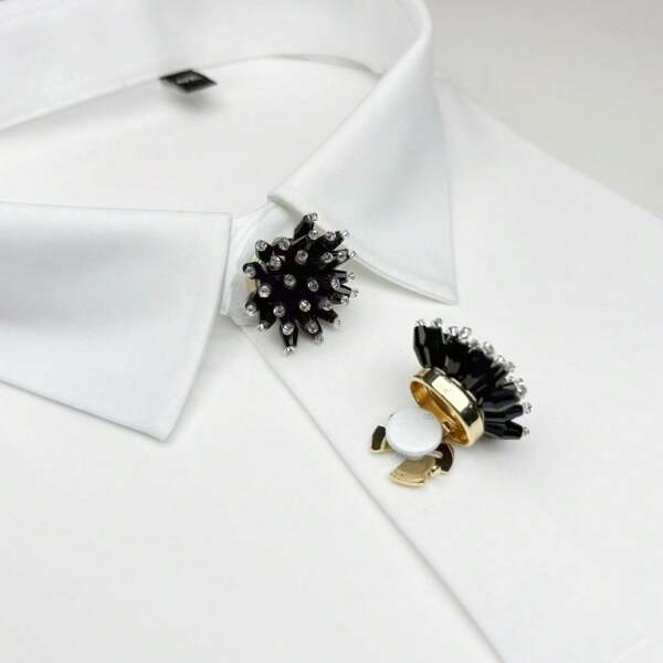 2pcs Creative Sea Urchin Cufflinks, Light Luxury Shirt Buttons, Men's And Women's Fashionable And Versatile Button Sets; Advanced Plating Process, Artificial Zirconia + Full Copper Base, Easy To Put On And Take Off Cufflinks Shirt Buttons. Suitable For Formal Occasions, Daily Wear, Banquets, Parties, Holiday Gifts, Sending Friends
