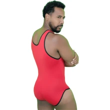 Men's Tank Top Bodysuit UV Fabric Eliminates Fat - Red - View 3