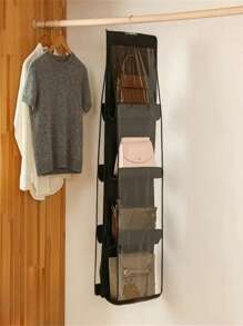 1pc Hanging Purse Organizer For Closet, 4-Shelf Clear Handbag Storage, Space Saving Closet Handbag Organizer