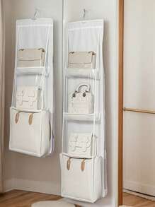 1pc Hanging Purse Organizer For Closet, 4-Shelf Clear Handbag Storage, Space Saving Closet Handbag Organizer