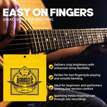 Smiger Cordas de violão acústico 6 cordas de aço sextavadas com revestimento de latão e ponta esférica 010.011,012, calibre disponível, melhor para iniciantes e cordas de reposição de violão
