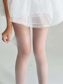 1 pieza Medias transparentes decoradas con cristales para mujeres, medias ajustadas y sexy de color negro con diseño brillante de estrellas y lunares, delgadas y transpirables, apropiadas para primavera y otoño