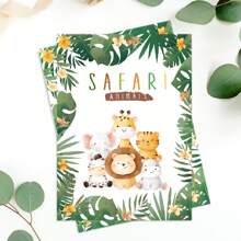 10pcs Forest Animal Pattern Party Invitation Cards, Party Decoration Supplies, Invitations And Cards Suitable For Birthday Party, Family Gathering, Baby Shower