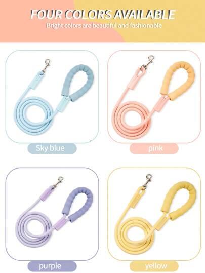 1 件装反光狗绳，带舒适软垫手柄，编织尼龙，减震户外训练宠物牵引绳，适用于大型/中型/小型犬，360° 旋转防缠结弹簧钩