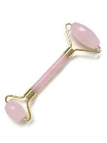1Set Rose Quartz Double Head Roller Massager Heart Shaped Face Eye Massage Scraping Gua Combination Set