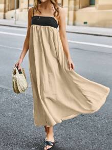 Vestido casual de mujer con bloques de color, elegante y apropiado para el verano