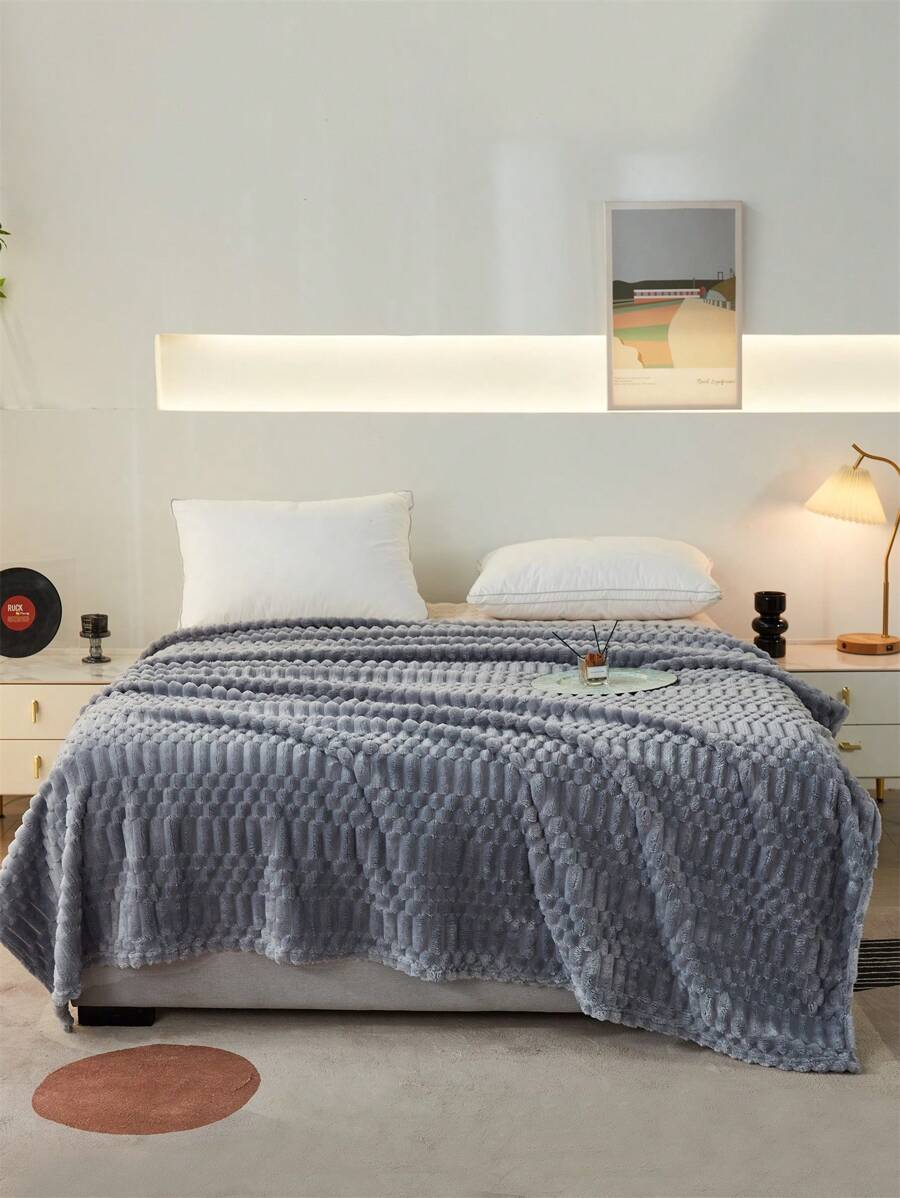 1 件加厚波西米亚风格毛毯，带镂空钻石图案，柔软仿羔羊毛条纹羊毛毯，适用于沙发、卧室、宿舍，适合所有季节