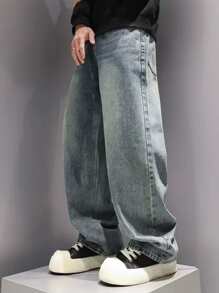 Boys Teenagers Fashionable Denim Jeans, Teen Boy Spring Autumn New Style Loose Casual Straight Pants, Teens