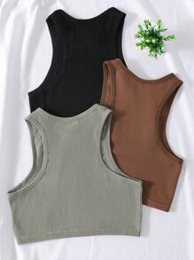 Set de 3 sujetadores deportivos de mujer con espalda cruzada, sin costuras y sin relleno para yoga y actividad física