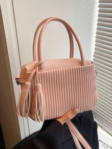 Stylish Tassel Decor Women Shoulder Bag, Casual Light-Weight Handbag, Minimalist Chic Crossbody Bag Suitable For Daily Use, Commuting, Shopping