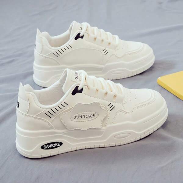 New Arrival Women Thick Sole Casual Sneakers, Versatile White Shoes For Spring Summer & Autumn