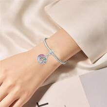 1pc Silver-Plated Moon & Tree Of Life Pendant, Suitable For Women Bracelet/Necklace DIY Jewelry Making And Daily Outfit Accessorizing - Silver - View 4