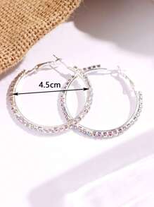 1 Pair Silver Rhinestone Earrings, Suitable For Daily Wear