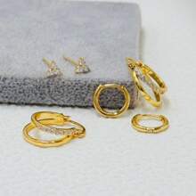 6pcs Smooth Zirconia Stud Earring Set, Suitable For Women's Daily Outfit - Earrings Set - View 4