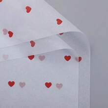 1/5/10/20pcs Premium Tissue Paper With Red Heart Pattern, Multi-Purpose Peach And White Decorative Paper Pieces For Gift Wrapping, Scrapbooking, Bouquets, Crafts And Wedding Decorations