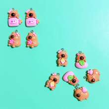 10pcs Assorted Cute Pink Capybara Design Resin Jewelry Making Findings, Suitable For Pendant, Earrings, Necklace, Bracelet, Keychain, Bag Charm, DIY Craft Supplies - Mixed Pink Capybara - View 6