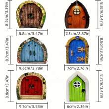 Set de 1/3/6 piezas Puerta de hadas en miniatura, puerta fantasía de madera para decoración de jardín, árboles, escultura de arte para el patio, decoración de micro jardín fantástico para exteriores - Mini puerta - Ver 7