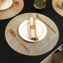 1pc/4pcs/6pcs Gilded Decorative Placemat, PVC Foil Anti-Slip Heat Insulation Hotel Restaurant Western Dining Mat, Round Washable Table Mat