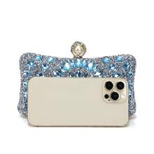 Acrylic Diamond Evening Clutch Bag, Party Wedding Handbag With Rhinestone, Hot Selling Chain Shoulder Bag - Blue - View 4