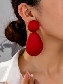 Set de 2 pares de aretes con forma de lágrima con estilo exagerado de pintura roja que gotea, al estilo europeo y americano, adecuado para celebraciones y fiestas de las mujeres