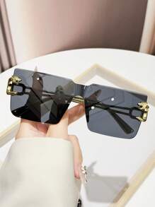 1pc Retro Personalized Fashion Gradient PC Lens Rimless Lightweight Luxury Fashion Glasses - Multicolor - View 8