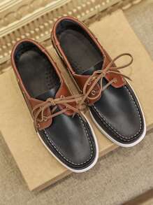 Earth Tones Nantucket Breeze Boat Shoes Retro Casual British Style Simple Fashion Personalized Modern Romantic College Party Holiday Vacation Party - Blue Red - View 9