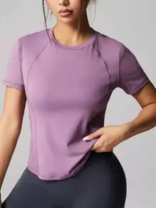 Damen Mesh atmungsaktives Kurzarm T-Shirt, Fitness Workout Gym Sport schnell trocknendes Top, Yoga Laufen Trainings Top, lässig locker sitzende Bluse für den täglichen Gebrauch im Sommer