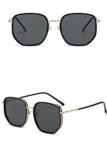 1 pieza gafas de moda unisex de policarbonato, estilo retro, estilo urbano, ideales para todas las estaciones, para verano, playa, vacaciones, exteriores, viajes, estilo casual, montura cuadrada extragrande, ideal para salir y para la vuelta al cole.