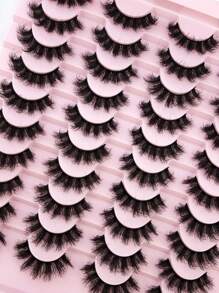 HBZGTLAD 20 Pairs Soft Mink Eyelashes 3D Curl Winged End Eye Elongated Fake Lashes Thick Handmade Natural False Eyelash Messy Cross Lash Wholesale - 自然纖長款 - 查看 7