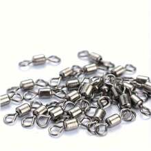 50PCS/Lot Fishing Swivels Ball Bearing Swivel With Snap Solid Rings Rolling Swivel For Carp Fishing Accessories - Black - View 3