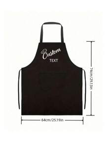 1pc Customized Black Kitchen Cooking Apron, Modern Polyester Oil-Proof Apron, Black Kitchen Apron, Polyester Apron For Garden, Kitchen And Housework Perfect For Home, Restaurant, And Kitchen Cooking