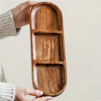 椭圆形木制托盘 - 多功能拼盘，可盛放小吃、蛋糕、面包、水果和茶 - 非常适合家庭厨房、派对和下午茶