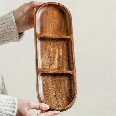 椭圆形木制托盘 - 多功能拼盘，可盛放小吃、蛋糕、面包、水果和茶 - 非常适合家庭厨房、派对和下午茶