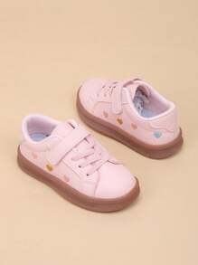 Kids Spring New Heart Embroidery Casual Soft Sole Sneakers, Girl Toddler Baby Shoes