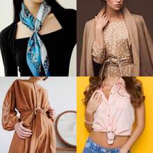 1/5pcs Versatile Alloy Buckle Set-Round Shirt Clip Buckle Ring For Women, Alloy Waist Cinch Tightener For Blouses, Clothing Accessories For Fashion Styling, Decorative Shirt Knotting Clasp, Adjust Shirt Length, Create A Slimmer Silhouette, Ideal For Work Casual Or Party Dress Up. - Multicolor - View 4