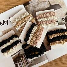 4pcs Solid Soft Elastic Hair Ties, No Damage Hair Scrunchies, Multi-Use Hair Bands Home Bathroom Decor