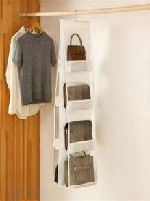 1pc Hanging Purse Organizer For Closet, 4-Shelf Clear Handbag Storage, Space Saving Closet Handbag Organizer
