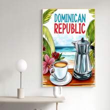1 幅多米尼加咖啡水彩帆布印刷海报，现代墙壁艺术装饰画，适用于家庭、卧室、客厅、浴室、办公室、家居装饰、墙壁装饰