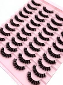 HBZGTLAD 20 Pairs Soft Mink Eyelashes 3D Curl Winged End Eye Elongated Fake Lashes Thick Handmade Natural False Eyelash Messy Cross Lash Wholesale - 尖尾漫畫款 - 查看 6