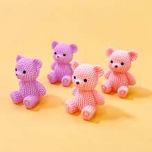 20pcs Resin Craft Cartoon 3D DIY Accessories Solid Color Mini Bears, 3D Solid Color Car Decoration Bear Figurine Animal Model