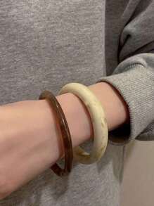 4pcs Vintage Resin Amber Pattern Acrylic Bangle Bracelets, Women's Fashionable & Versatile