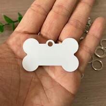 6 件/包升华宠物 ID 标签带钥匙扣，铝热转印狗和猫双面白色宠物防丢失标签