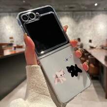 可爱黑白小猫透明手机壳，适用于三星Galaxy Z Flip6，轻薄保护套，也适用于Galaxy Z Flip3/4/5/7折叠手机 - 無色 - 查看 2