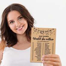 一套婴儿洗礼游戏、婴儿字母搜索游戏卡、婴儿洗礼派对游戏和活动、派对活动创意用品、婴儿洗礼创意、20张游戏卡的牛皮纸 - 彩色 - 查看 5