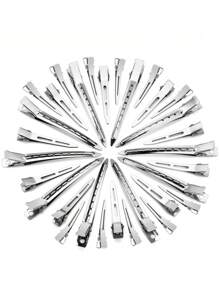 12个金属鳄鱼夹，女士分区夹，银色长发夹，卷发棒专用鳄鱼夹，适合浓密头发，可用于卷发棒，沙龙级使用，DIY蝴蝶结爪夹，发夹，发饰 - 彩色 - 查看 5