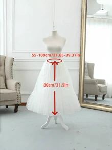 1 Stück Damen 80 cm langer Kristall Tüll Unterrock & 40 cm kurzer knochenfreier Petticoat, Lolita verstellbarer Krinolinen Petticoat, Soft Girl Puff Rock, Wolkenrock, kann zu langen & kurzen Kleidern getragen werden, geeignet für Hochzeit, Party, Auftritt, Cosplay, Tanz