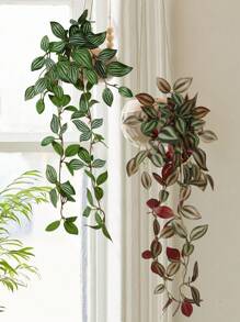 1/2/4pcs Artificial Plants, Hitchhike,Four Choices,A,Red Zebrina,Inchplant,B,Green Zebrina,C,Peperomia,D,Fittonia Inchplant Green Decorations Without Pots For Year Round Decorations, School Dormitory, Office Decorations, Parties, Birthdays, Home Decorations, Decorations For Hotels, Restaurants, Living Rooms, Bedrooms, Weddings, Kitchens And Garden Decorations