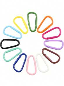 D-Shaped Painted Carabiner With Spring Keyring Hook For Diy Jewelry Making - Multicolor - View 3