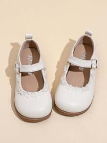 1 para dziewczęcych eleganckich skórzanych płaskich butów z kwiatowym wzorem, odpowiednich na lato